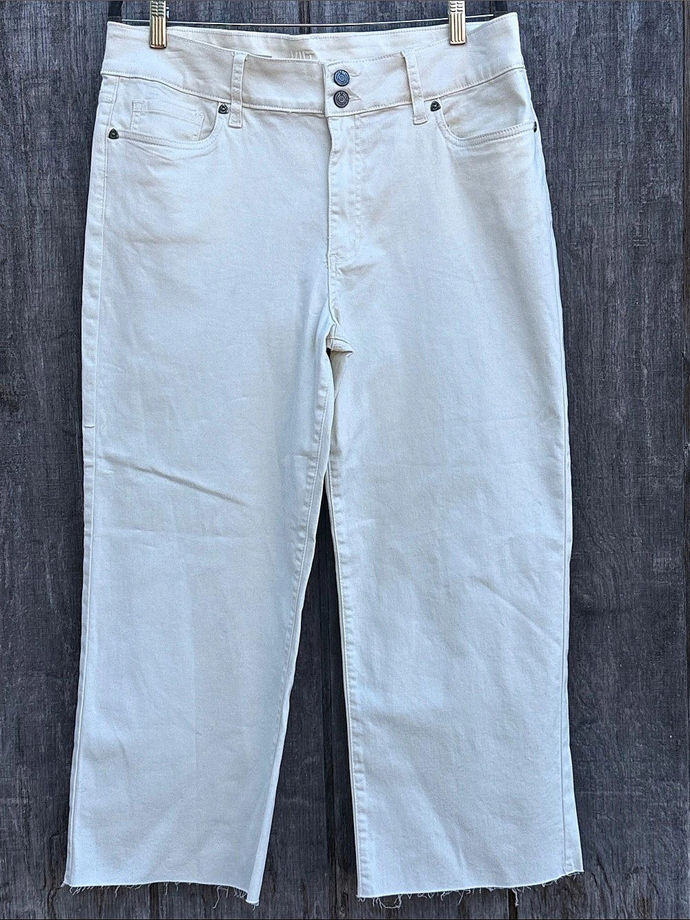 Kut from the Kloth Lucy High Rise Crop Wide Leg Wide Leg Jeans in White Waist 14